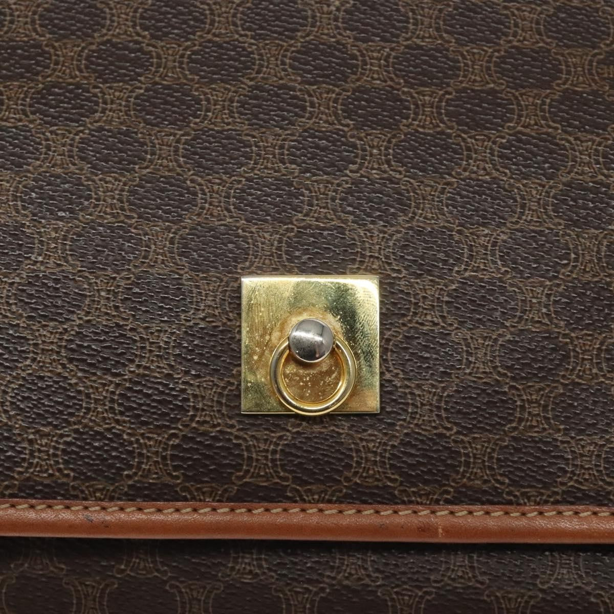 Celine Vintage Macadam Shoulder Bag Canvas and Leather, BROWN, CANVAS, Shoulder bag