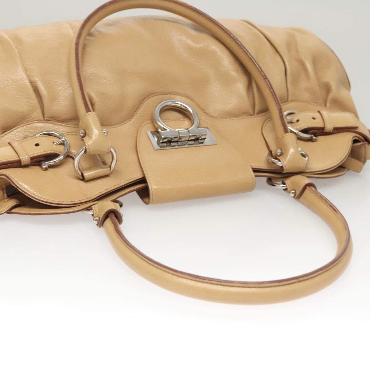 Salvatore Ferragamo Marisa Satchel Leather, BEIGE, LEATHER, Handbag