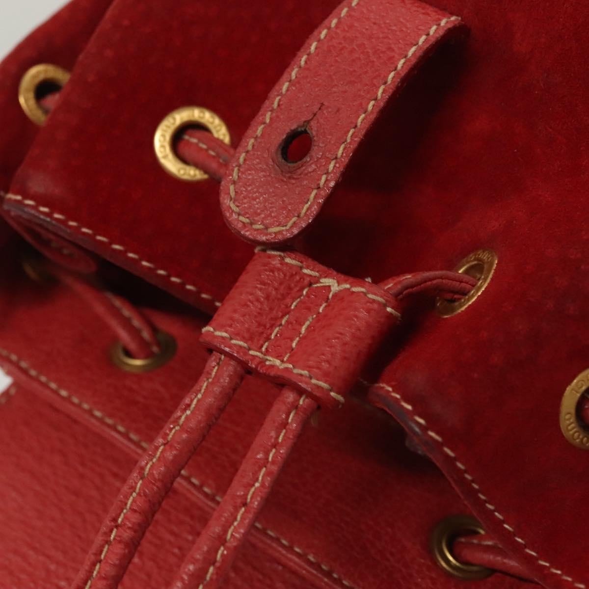 Gucci Vintage Bamboo Backpack Suede, RED, SUEDE, Backpack