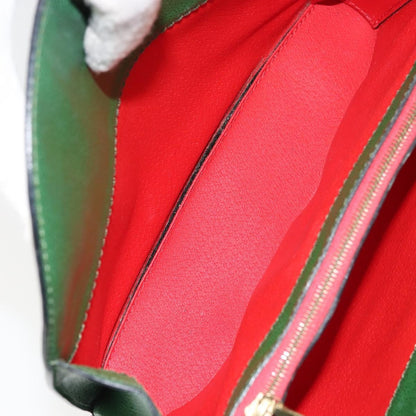 Celine Vintage Shoulder Bag Leather, GREEN, LEATHER, Shoulder bag