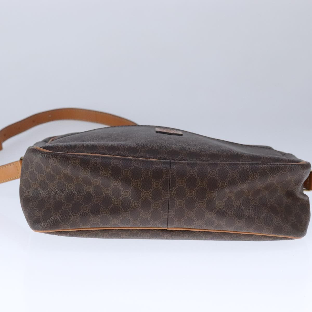 Celine Vintage Macadam Shoulder Bag Leather, BROWN, PVC,Leather,Canvas, Shoulder bag