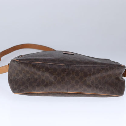 Celine Vintage Macadam Shoulder Bag Leather, BROWN, PVC,Leather,Canvas, Shoulder bag
