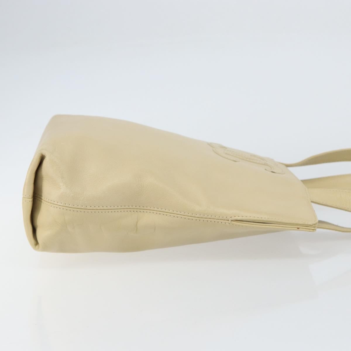 Chanel Vintage CC Logo Tote Leather, BEIGE, LEATHER, Tote bag