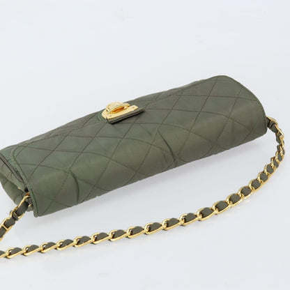 Prada Pushlock Chain Flap Bag Quilted Tessuto, KHAKI, NYLON, Shoulder bag