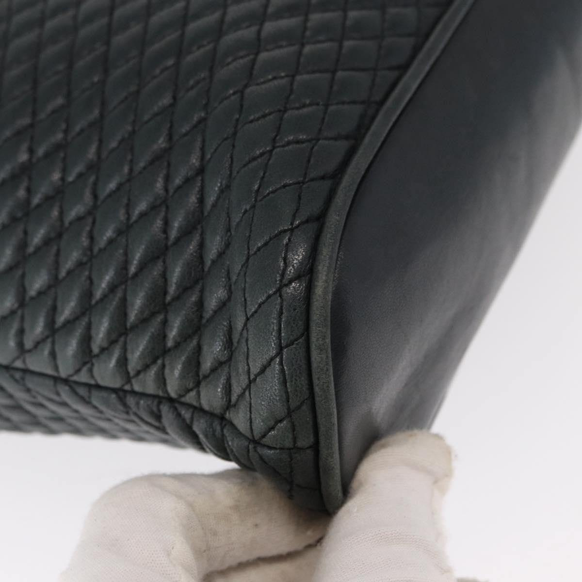 Bally Vintage Chain Shoulder Bag Quilted Leather, NAVY, LEATHER, Shoulder bag