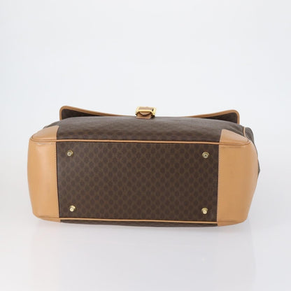 Celine Vintage Duffle Bag Macadam Coated Canvas, BROWN, PVC, Travel bag