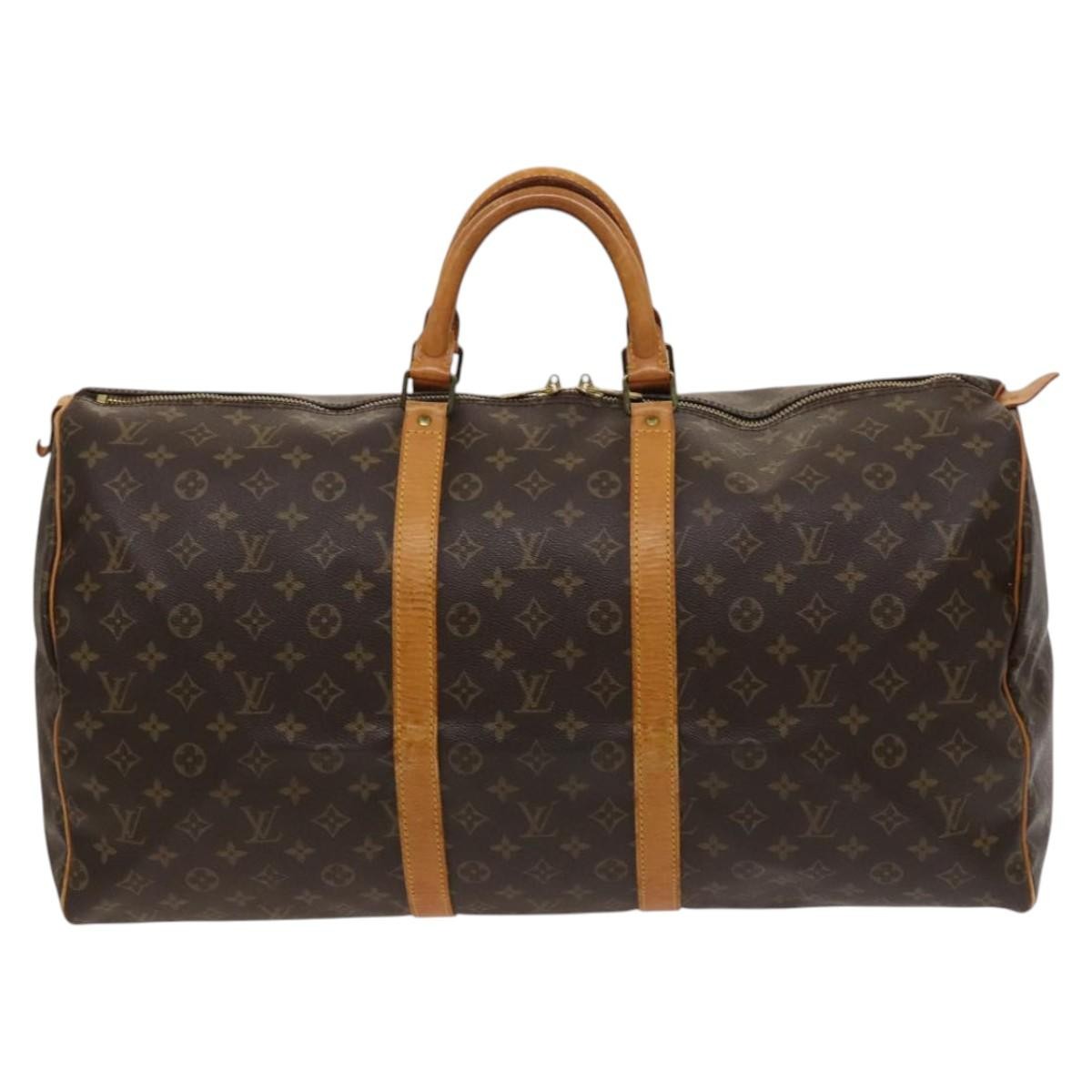 Louis Vuitton Keepall Bag Monogram Canvas, BROWN, CANVAS, Travel bag
