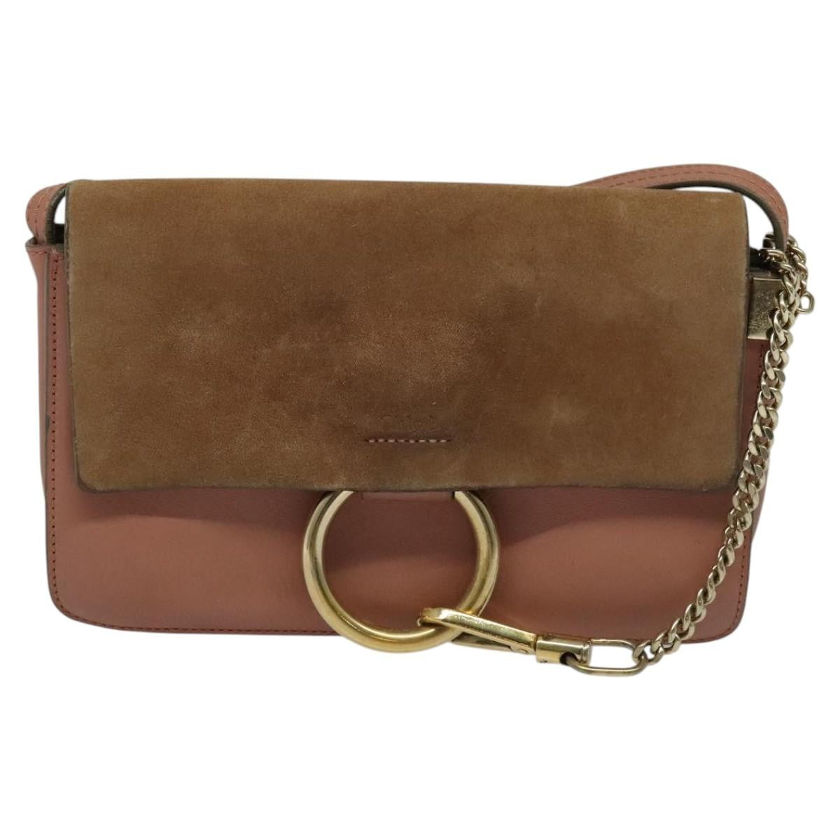 Chloe Faye Crossbody Leather and Suede, PINK, LEATHER, Shoulder bag