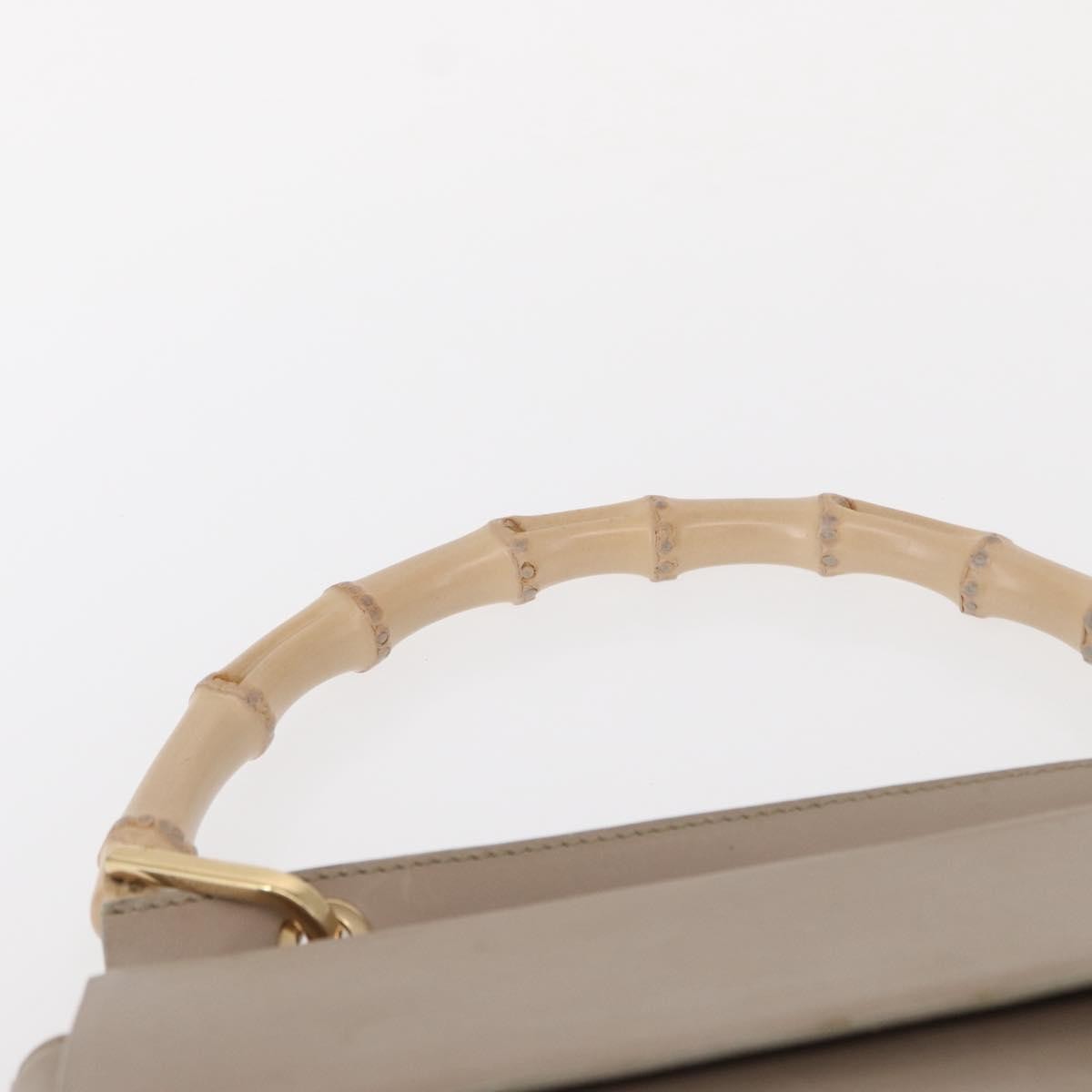 Gucci Vintage Bamboo Handle Bag Leather, BEIGE, LEATHER, Handbag