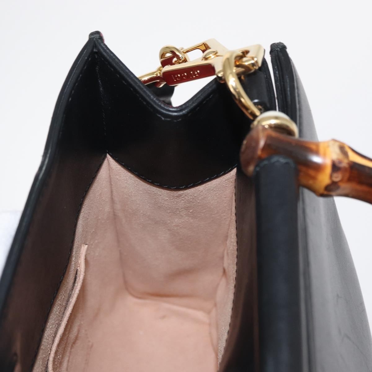 Gucci Nymphaea Top Handle Bag Leather, BLACK, LEATHER, Handbag