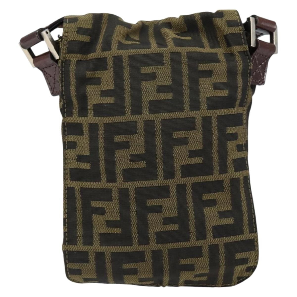 Fendi Flat Messenger Bag Zucca Canvas, BROWN, CANVAS, Shoulder bag