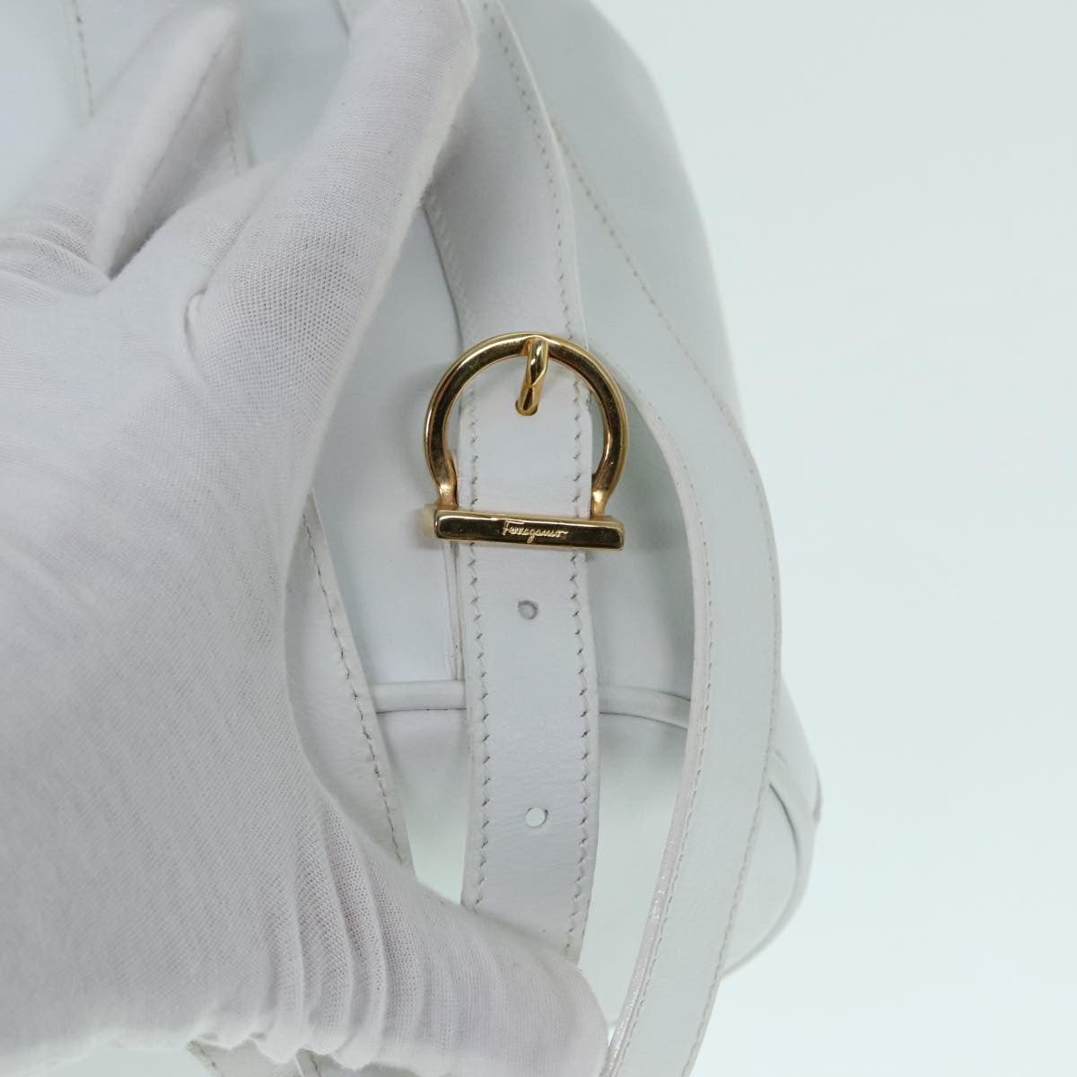 Salvatore Ferragamo Gancini Backpack Leather, WHITE, LEATHER, Backpack