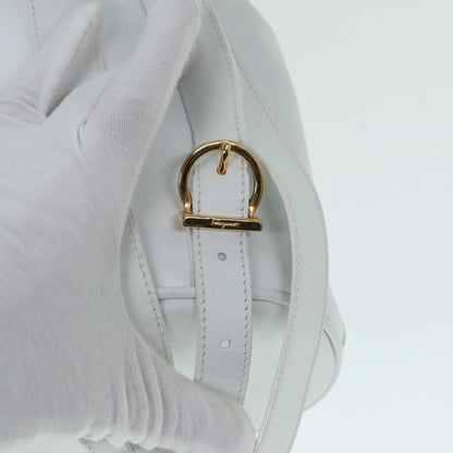 Salvatore Ferragamo Gancini Backpack Leather, WHITE, LEATHER, Backpack