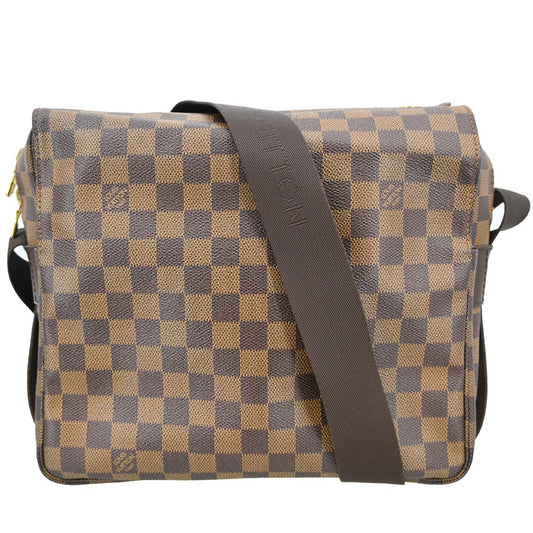 Louis Vuitton Naviglio Handbag Damier, Brown, Canvas, Shoulder Bag