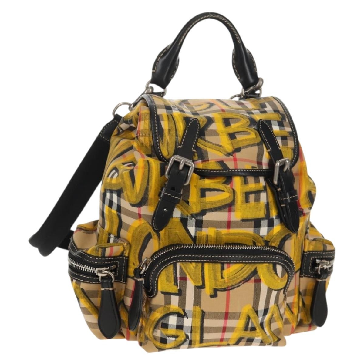 Burberry Graffiti Rucksack Backpack Vintage Check Canvas, BEIGE, CANVAS, Backpack