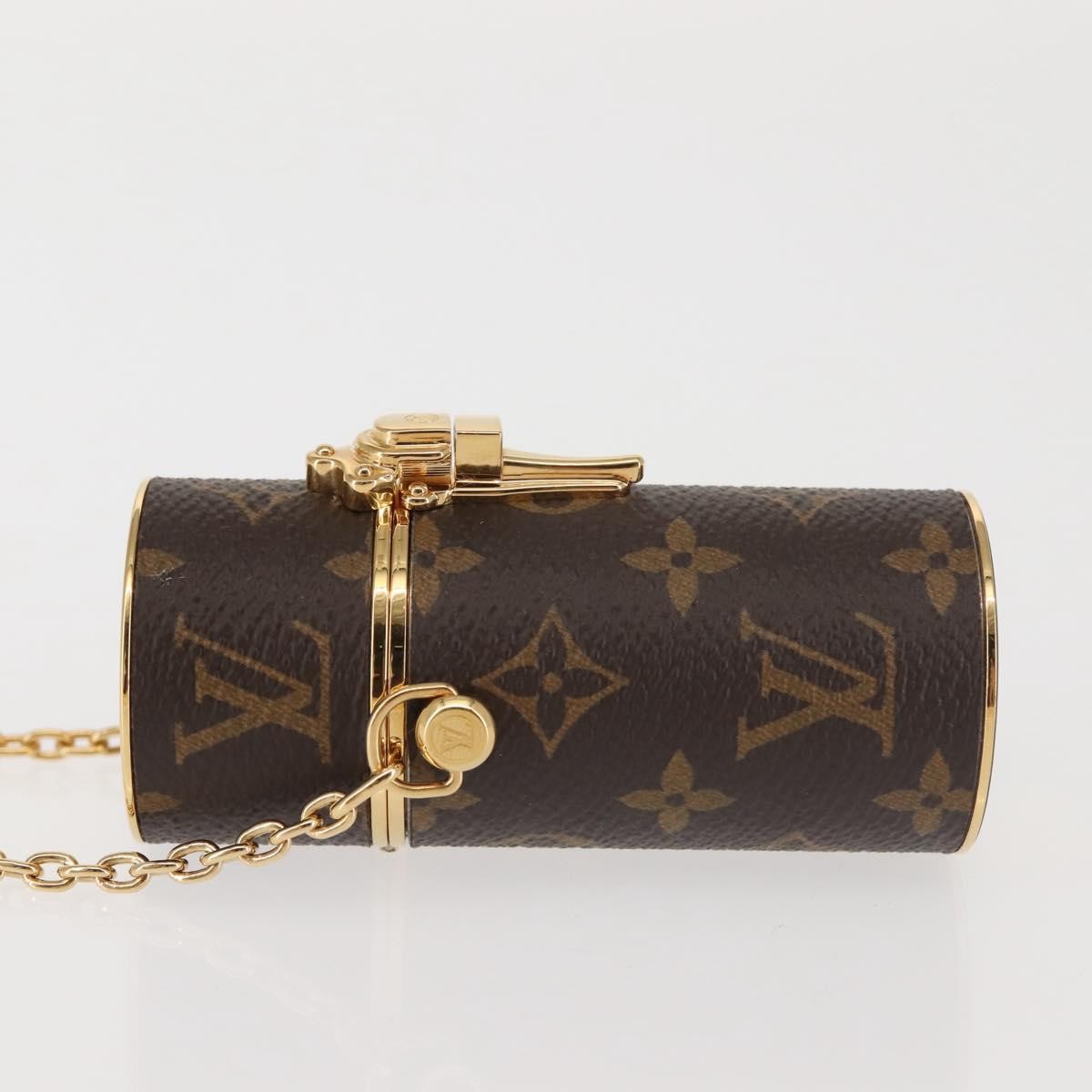 Louis Vuitton Lipstick Case on Chain Monogram Canvas, BROWN, CANVAS, Clutche & pouche
