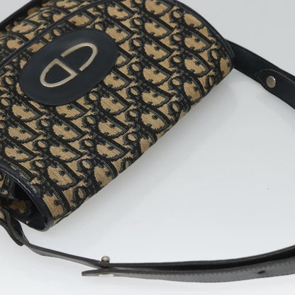 Christian Dior Vintage CD Logo Shoulder Bag Leather, NAVY, CANVAS, Shoulder bag