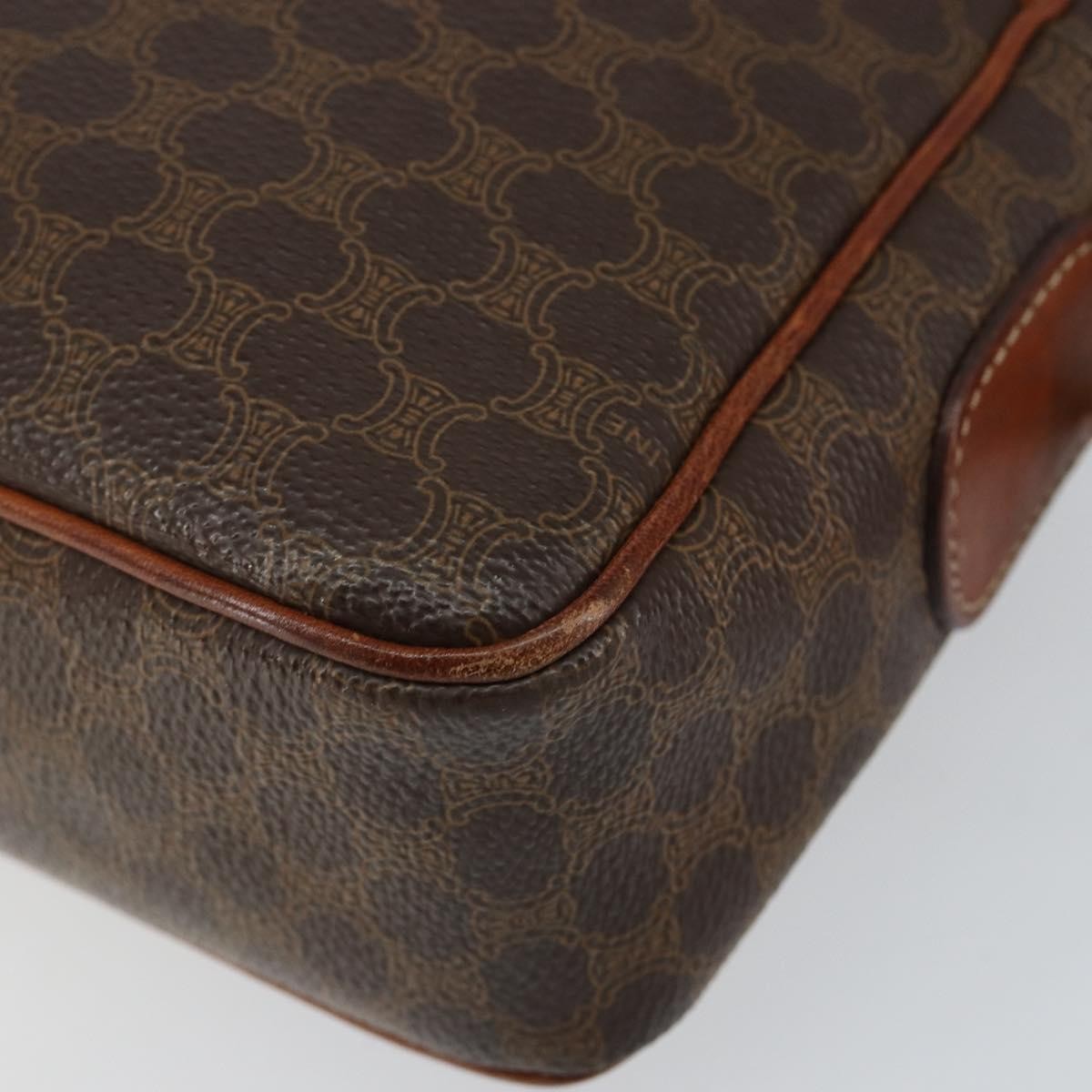 Celine Vintage Macadam Shoulder Bag Canvas and Leather, BROWN, CANVAS, Shoulder bag