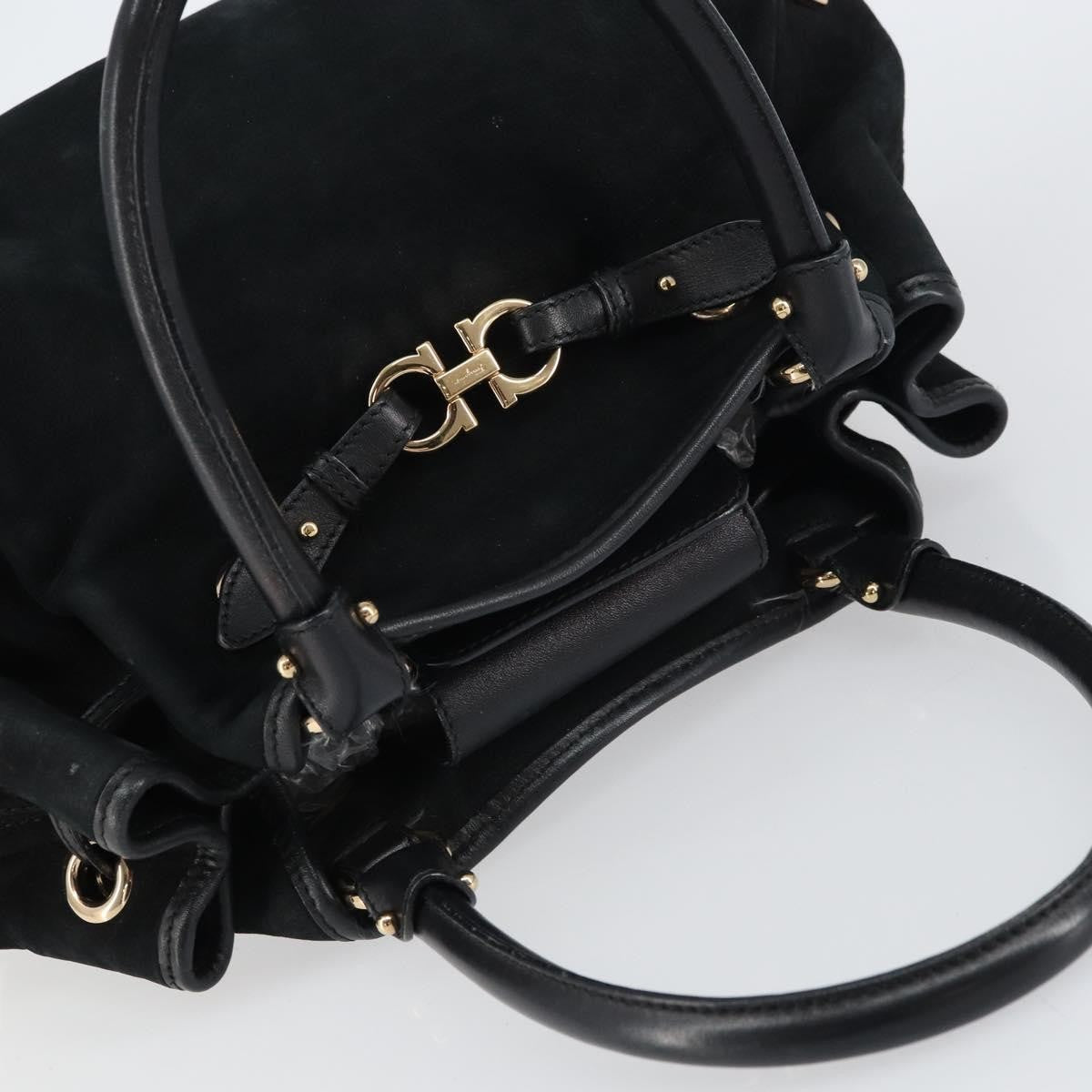Salvatore Ferragamo Gancini Tote Suede, BLACK, SUEDE, Tote bag