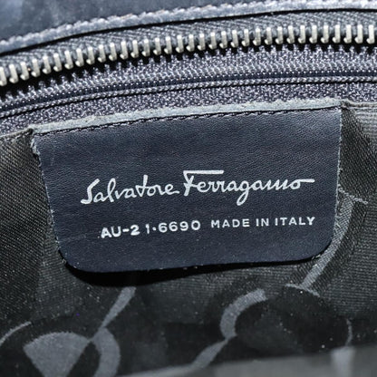 Salvatore Ferragamo Vala Shoulder Bag Canvas, BLACK, CANVAS, Shoulder bag