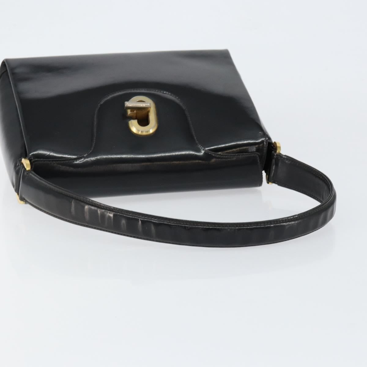 Gucci Vintage Handbag Enamel, BLACK, PATENT_LEATHER, Handbag
