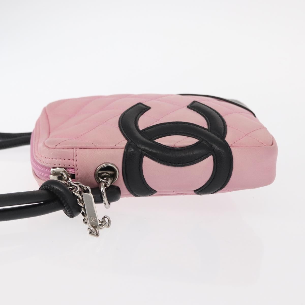 Chanel Cambon Crossbody Bag Quilted Leather, PINK, LEATHER, Clutche & pouche