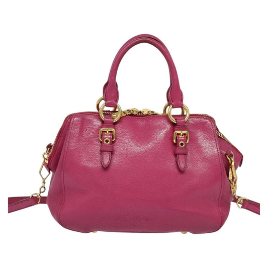 Miu Miu Madras Bowler Bag Leather, PINK, LEATHER, Handbag