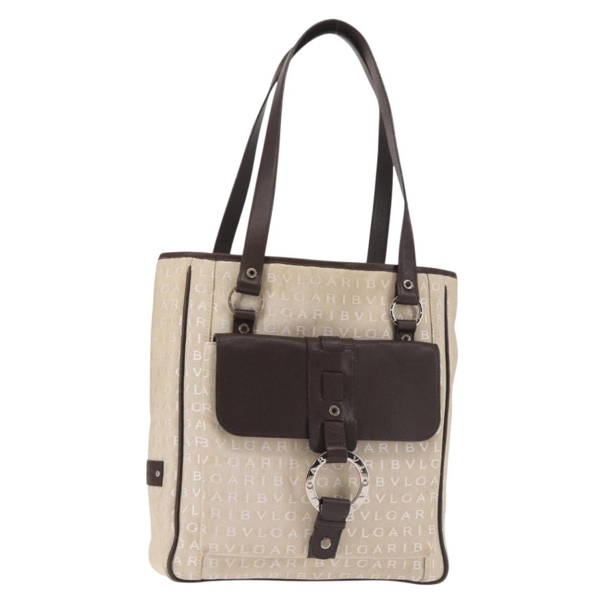Bvlgari B.Zero1 Logomania Bag Canvas with Leather, BEIGE, CANVAS, Tote bag