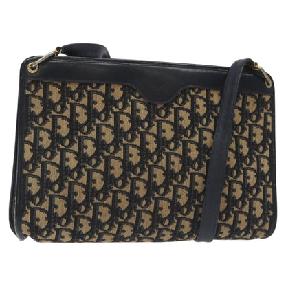 Christian Dior Vintage Trotter Shoulder Bag Canvas, NAVY, CANVAS, Shoulder bag