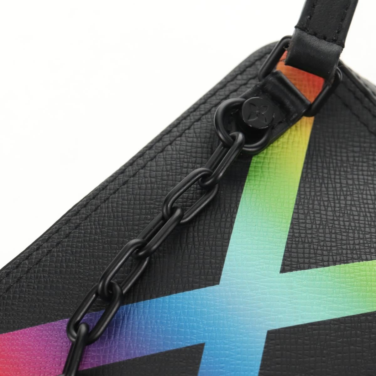 Louis Vuitton Danube Messenger Bag Rainbow Taiga Leather, BLACK, LEATHER, Crossbody bag