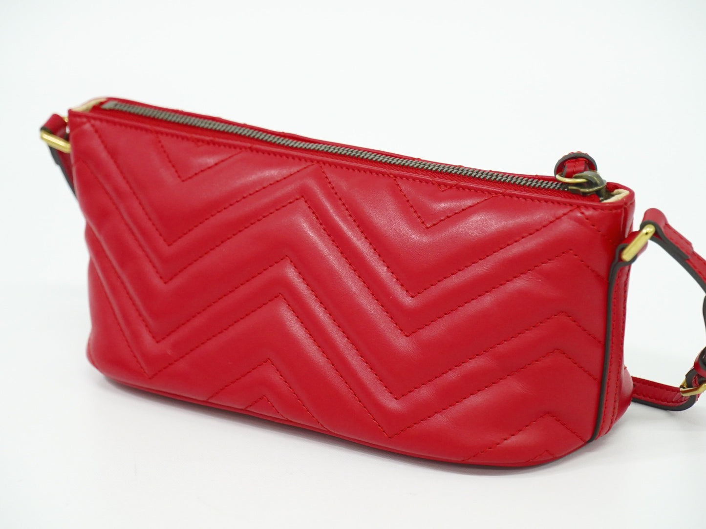 Gucci GG Marmont Shoulder Bag Leather, RED, LEATHER, Shoulder bag