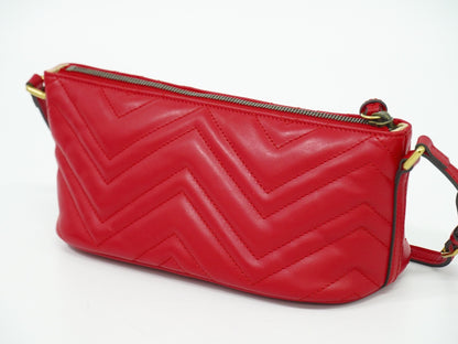 Gucci GG Marmont Shoulder Bag Leather, RED, LEATHER, Shoulder bag