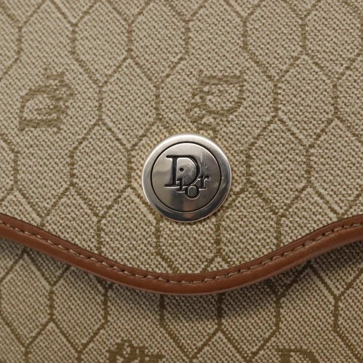Christian Dior Vintage Honeycomb Flap Crossbody Bag Canvas and Leather, BEIGE, CANVAS, Shoulder bag