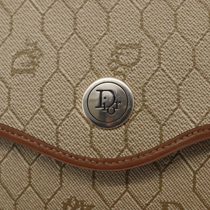 Christian Dior Vintage Honeycomb Flap Crossbody Bag Canvas and Leather, BEIGE, CANVAS, Shoulder bag