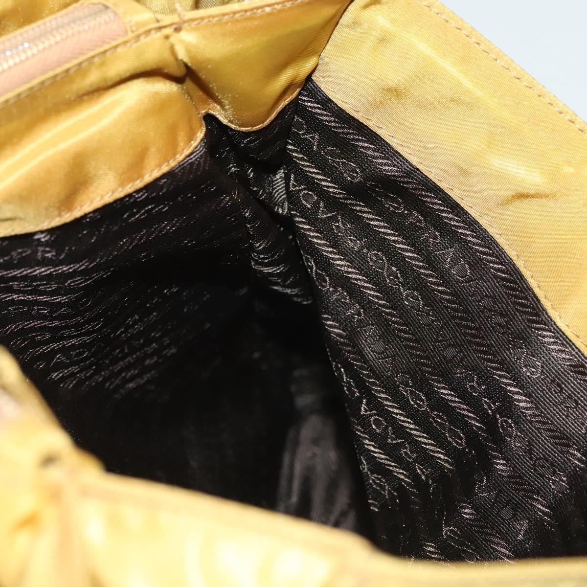 Prada Metal Handles Tote Tessuto, YELLOW, NYLON, Tote bag