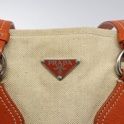 Prada Vintage Handbag Canvas and Leather, BEIGE, CANVAS, Handbag