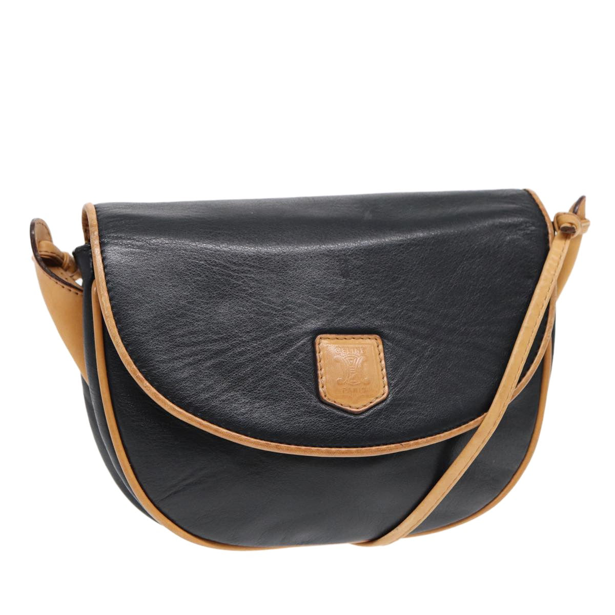 Celine Vintage Macadam Handbag vinyle, BLACK, LEATHER, Shoulder bag