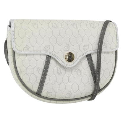 Christian Dior Vintage Honeycomb Flap Crossbody Bag Coated Canvas, WHITE, CANVAS, Shoulder bag