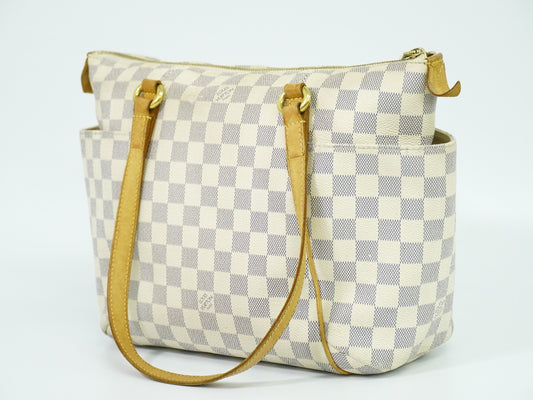 Louis Vuitton Totally Handbag Damier azur, WHITE, CANVAS, Tote bag