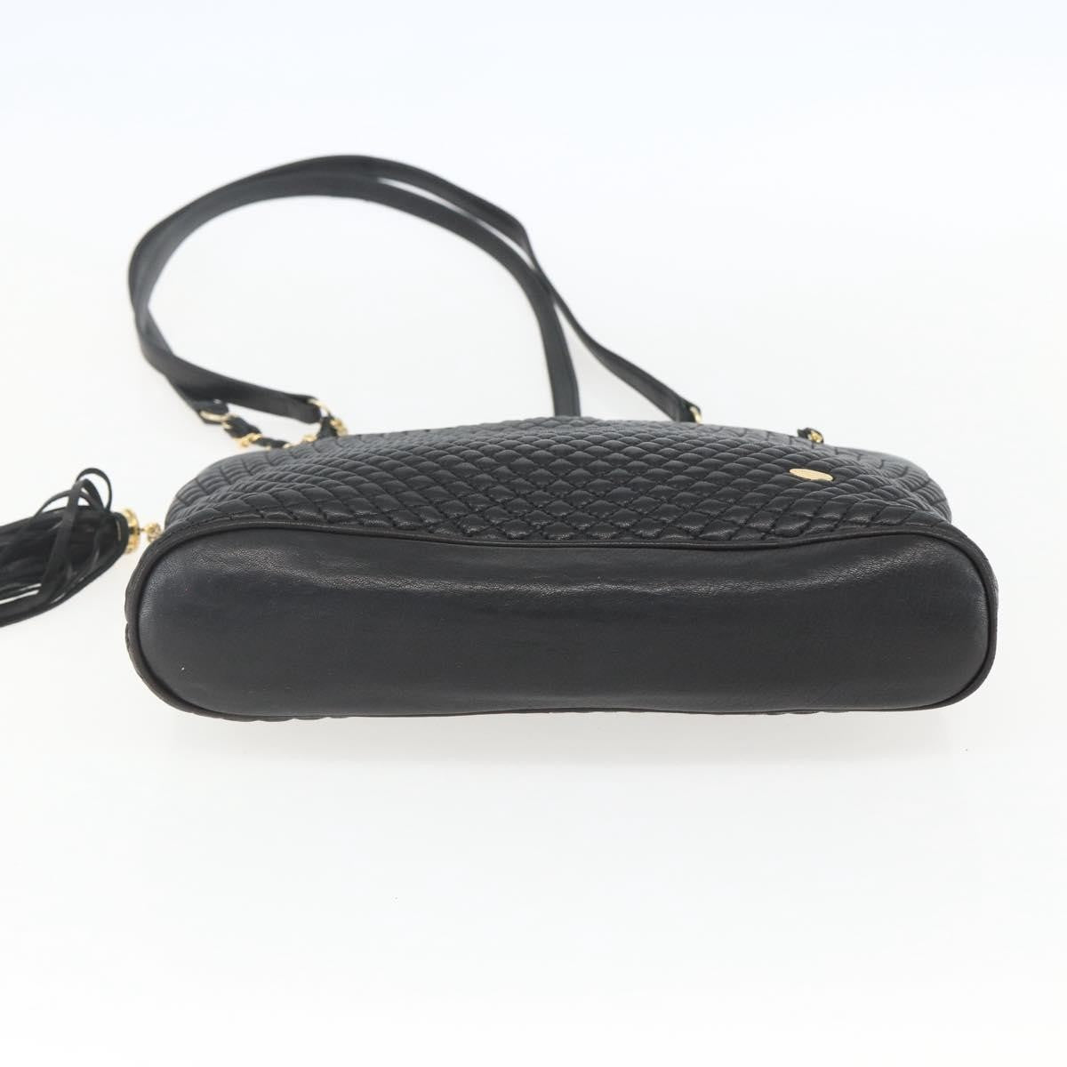 Bally Vintage Chain Shoulder Bag Quilted Leather, BLACK, LEATHER, Shoulder bag