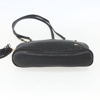 Bally Vintage Chain Shoulder Bag Quilted Leather, BLACK, LEATHER, Shoulder bag