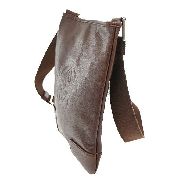 Loewe Anagram Shoulder Bag Leather, BROWN, LEATHER, Shoulder bag