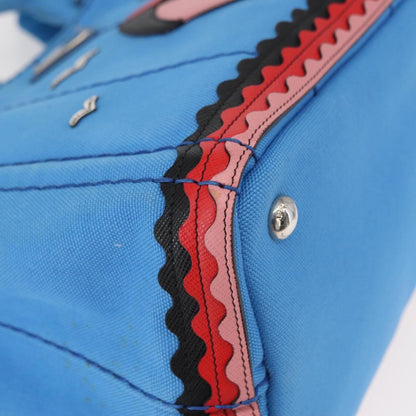 Prada Canapa Convertible Tote Canvas with Applique, BLUE, CANVAS, Tote bag