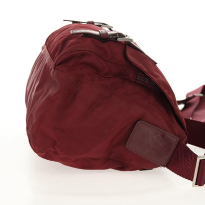 Prada Double Buckle Flap Messenger Bag Tessuto, BURGUNDY, NYLON, Shoulder bag