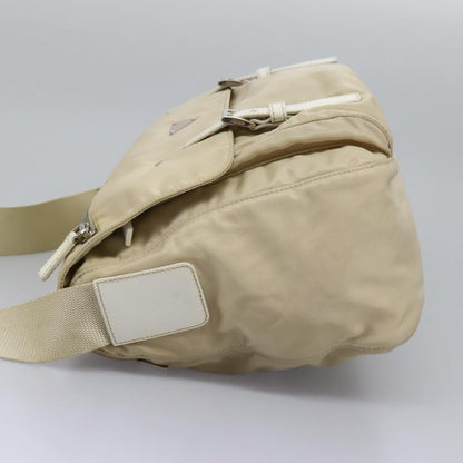 Prada Double Buckle Flap Messenger Bag Tessuto, BEIGE, NYLON, Shoulder bag