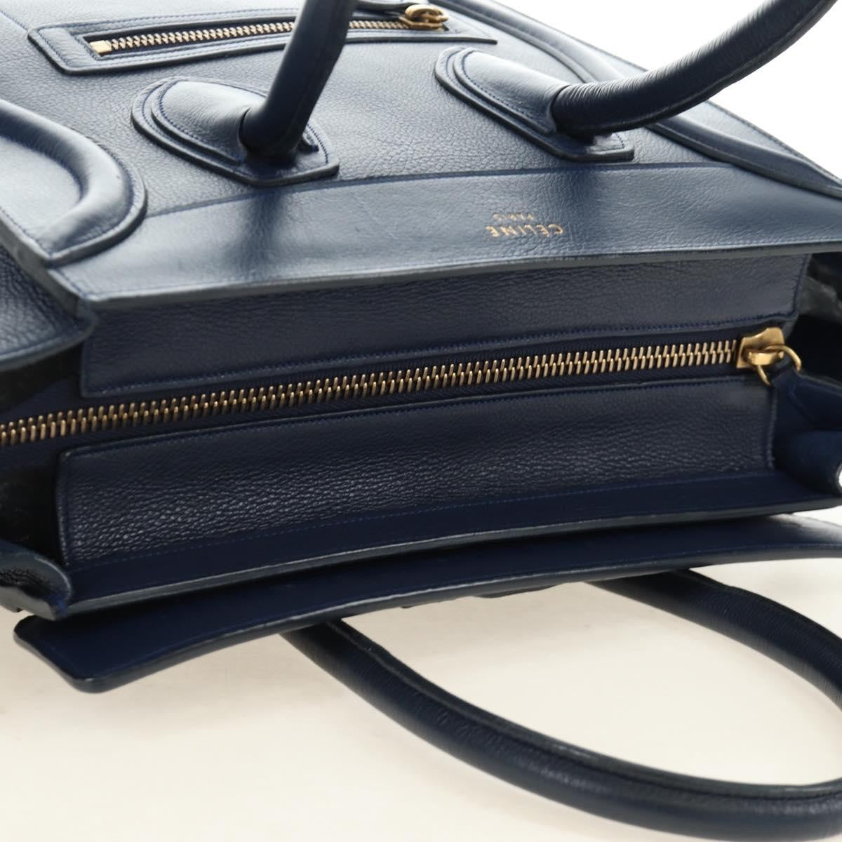 Celine Luggage Bag Smooth Leather, Navy, Leather, Tote Bag