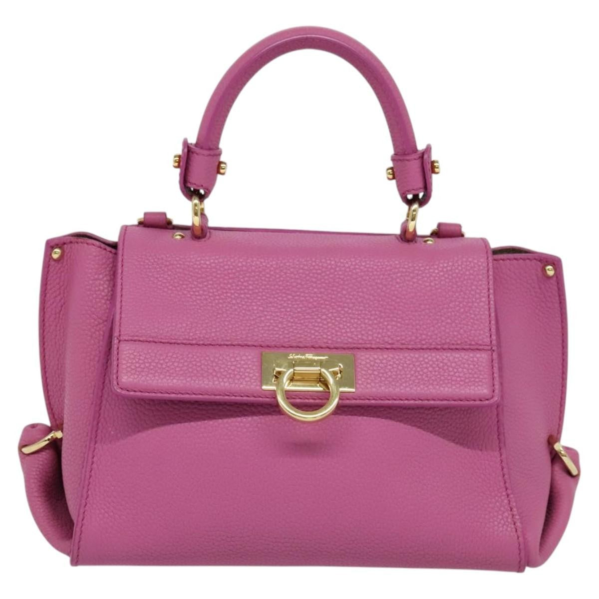 Salvatore Ferragamo Sofia Satchel Leather, PINK, LEATHER, Handbag
