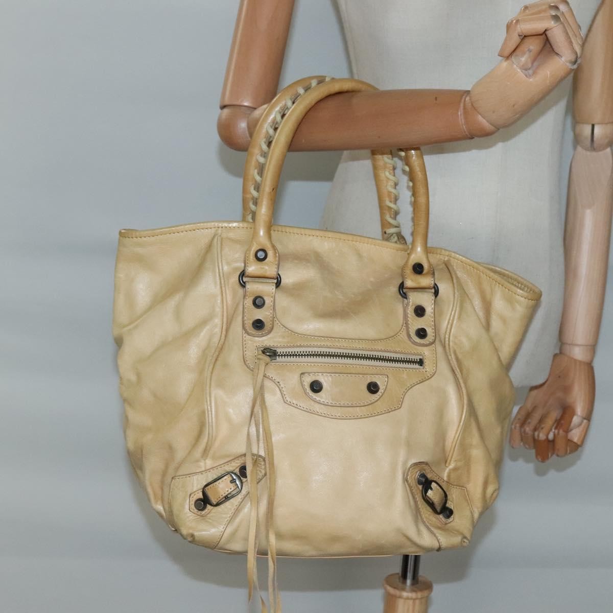 Balenciaga Classic Studs Sunday Tote Leather, BEIGE, LEATHER, Tote bag