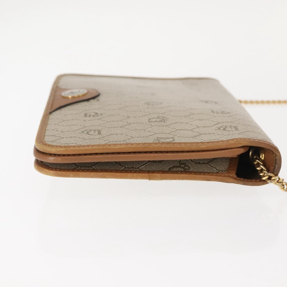 Christian Dior Vintage Honeycomb chain Canvas, BEIGE, CANVAS, Shoulder bag