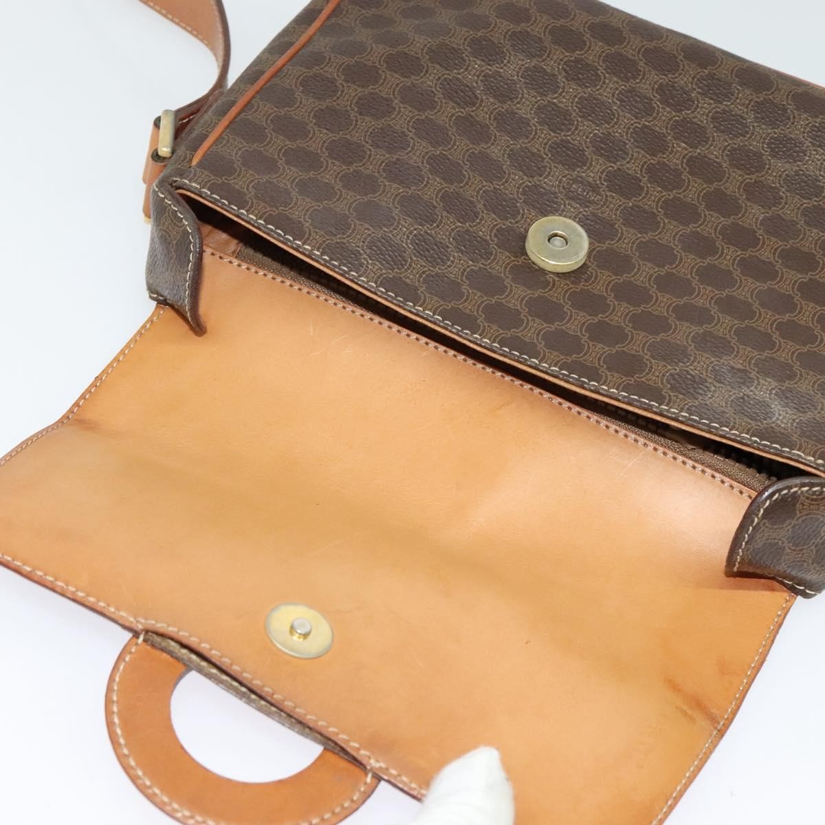 Celine Macadam Shoulder Bag PVC Leather, BROWN, CANVAS, Shoulder bag